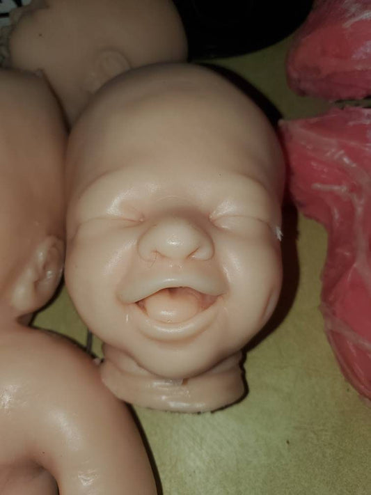 Silicone baby head smiling tounge and gums cute for cuddle body "Emmy"