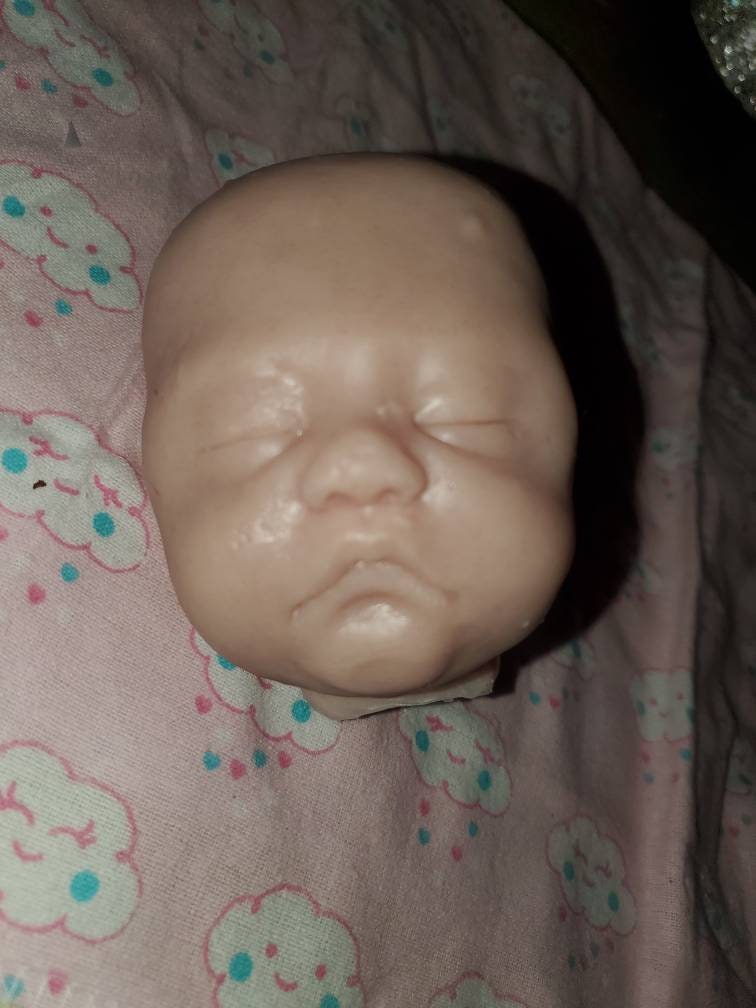Silicone baby head for cuddle body  10" round 5" top to bottom