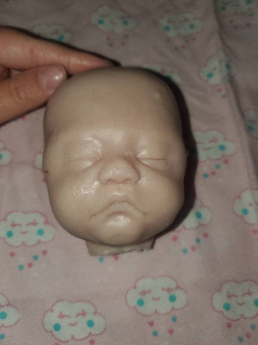 Silicone baby head for cuddle body  10" round 5" top to bottom