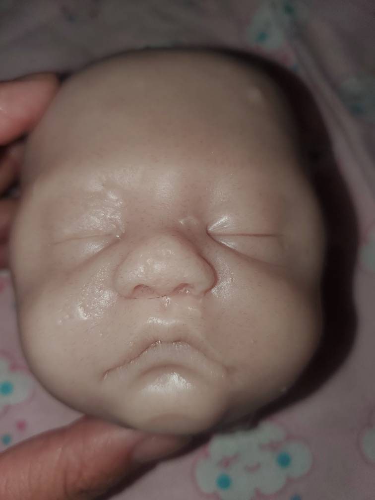 Silicone baby head for cuddle body  10" round 5" top to bottom