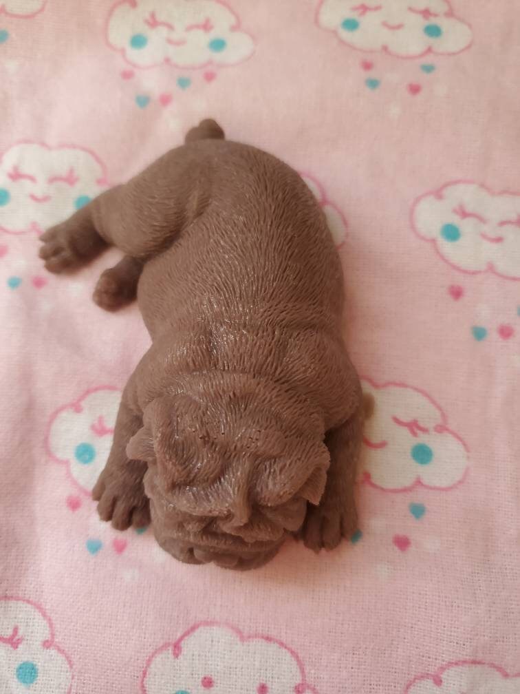 Full body silicone baby puppy dog 4" bulldog