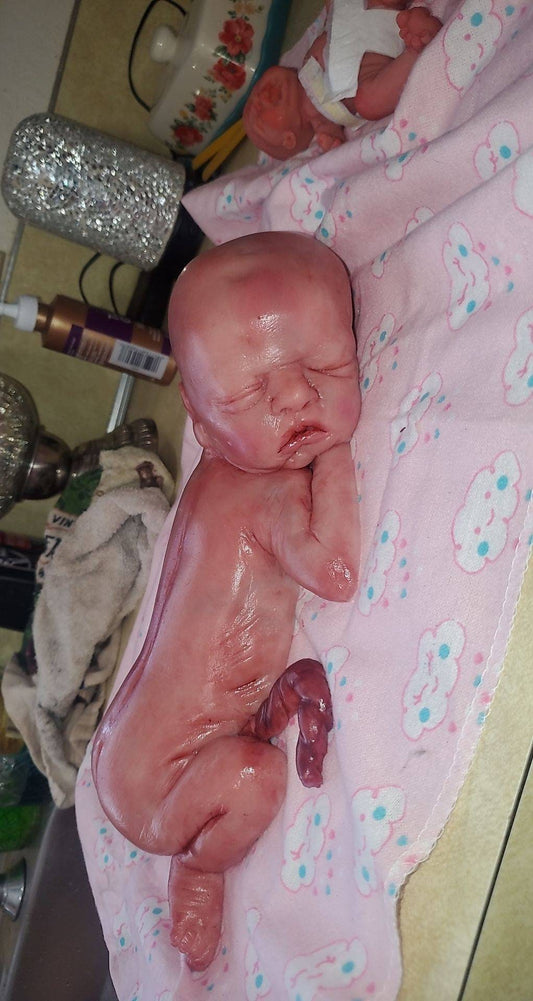 13" silicone baby girl fully painted with umbilical cord maribelle