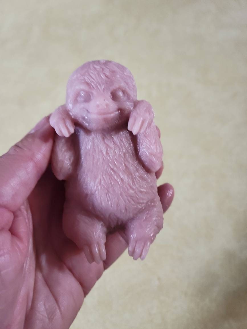 Silicone baby sloth 4" open eyes