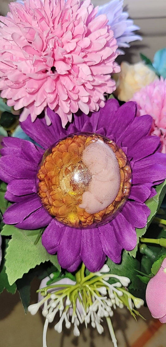 Silicone baby inside resin womb memorial fetus baby glitter or flowers