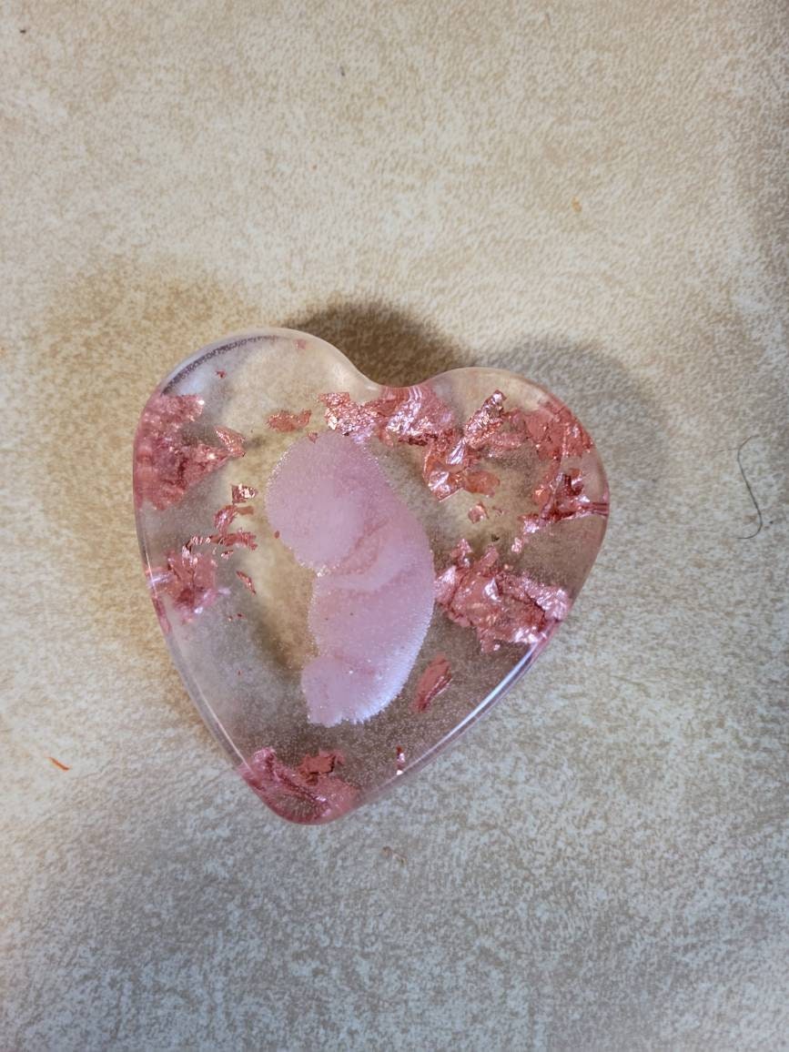 Memorial silicone babies inside resin heart