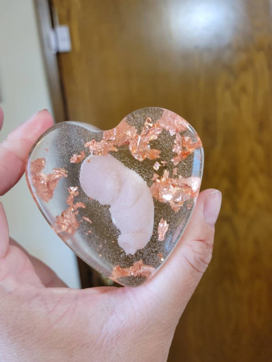 Memorial silicone babies inside resin heart