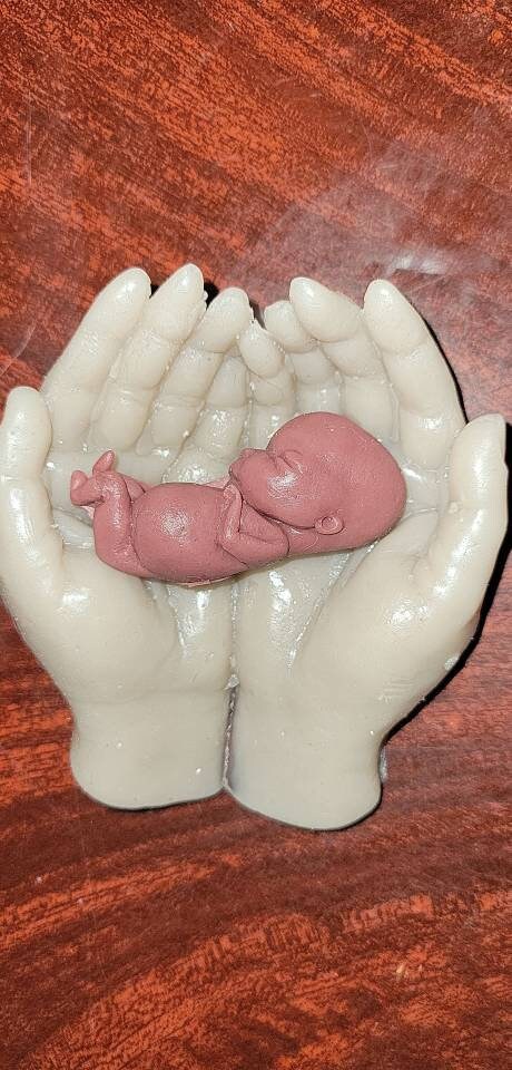 12 week gestational fetus memorial baby in hands