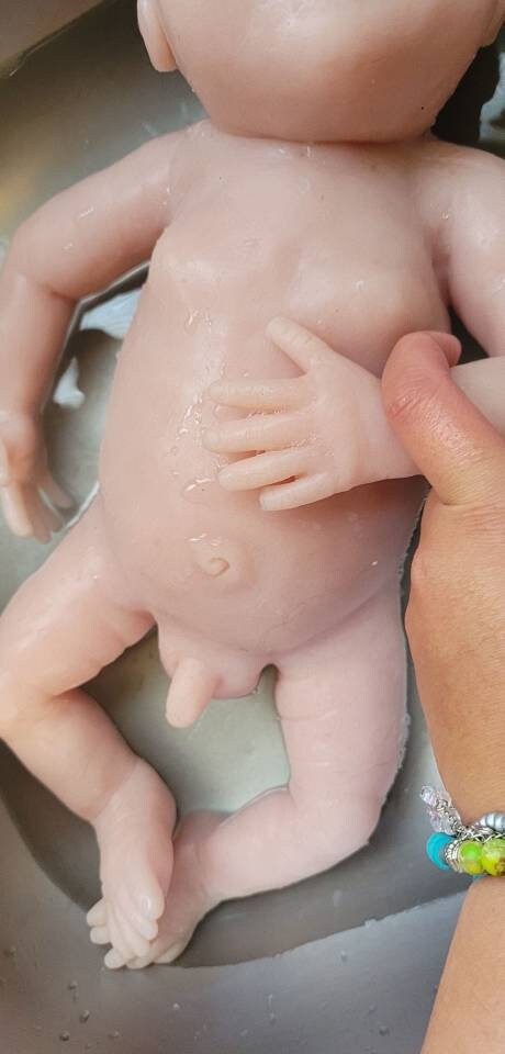 Full Body Silicone Baby Boy crying closed eyes 17" Alph