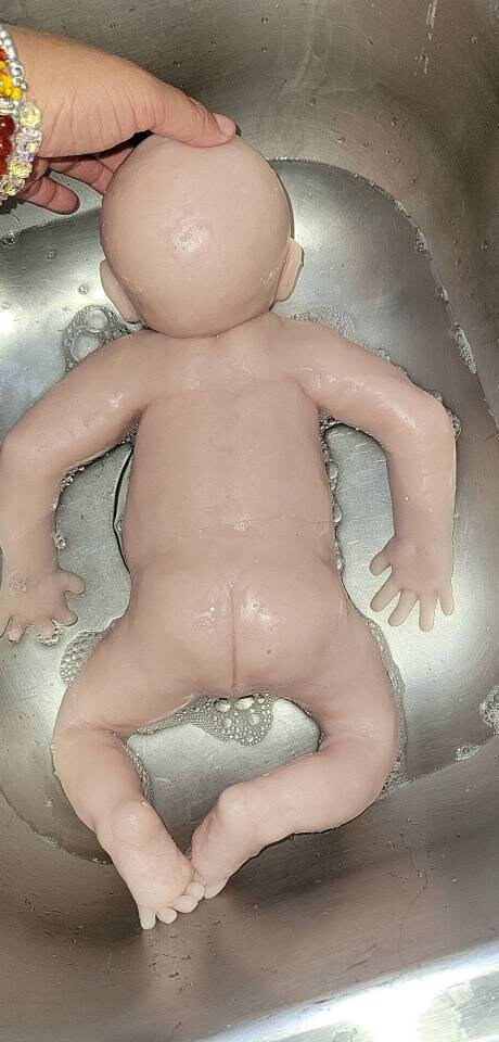Full Body silicone baby Isla with open eyes