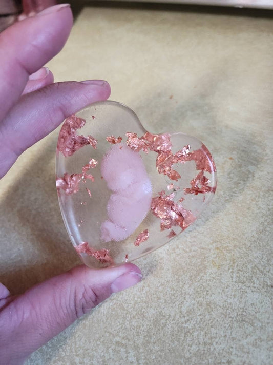 Memorial silicone babies inside resin heart