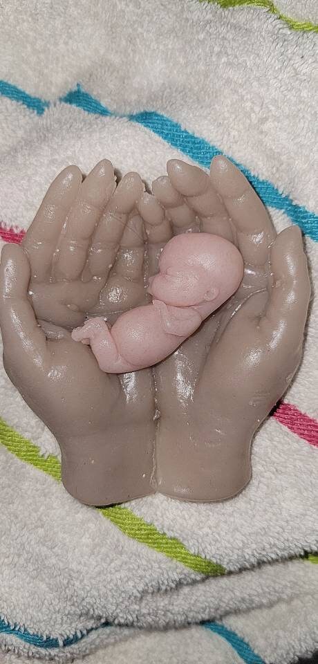 12 week gestational fetus memorial baby in hands