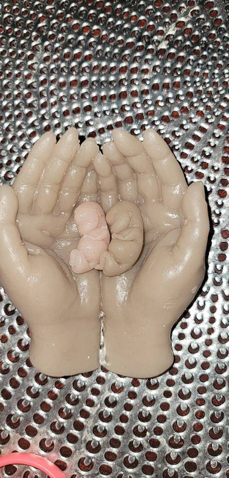 Memorial fetus babies silicone fetus and hands 10 or 11 week gestation