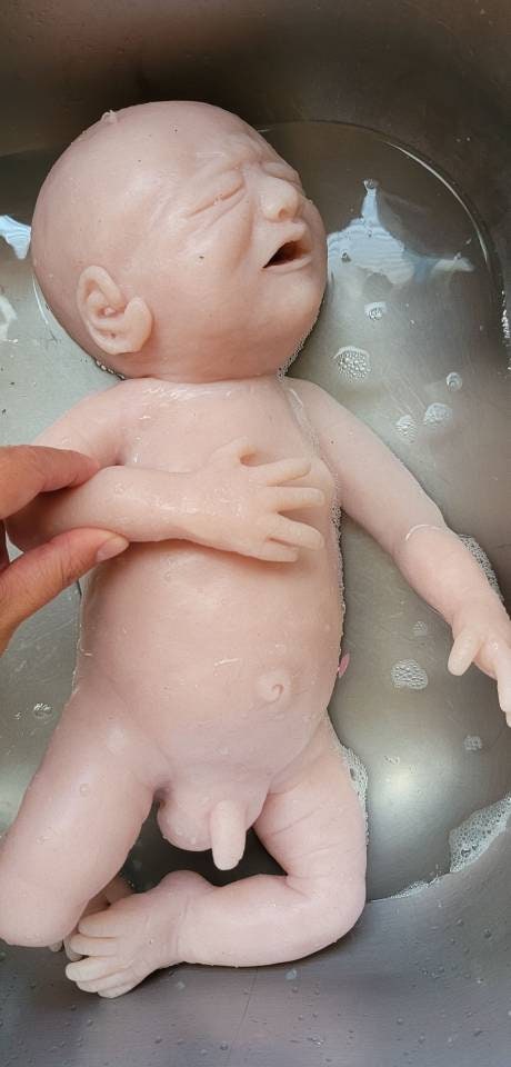 Full Body Silicone Baby Boy crying closed eyes 17" Alph