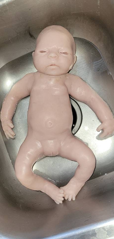 Full Body silicone baby Isla with open eyes