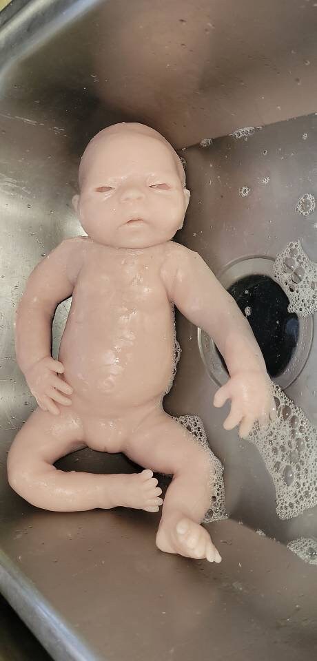 Full Body silicone baby Isla with open eyes