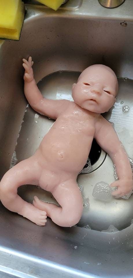Full Body silicone baby Isla with open eyes