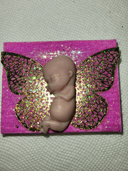 12 week gestational fetus baby fridge magnet with wings