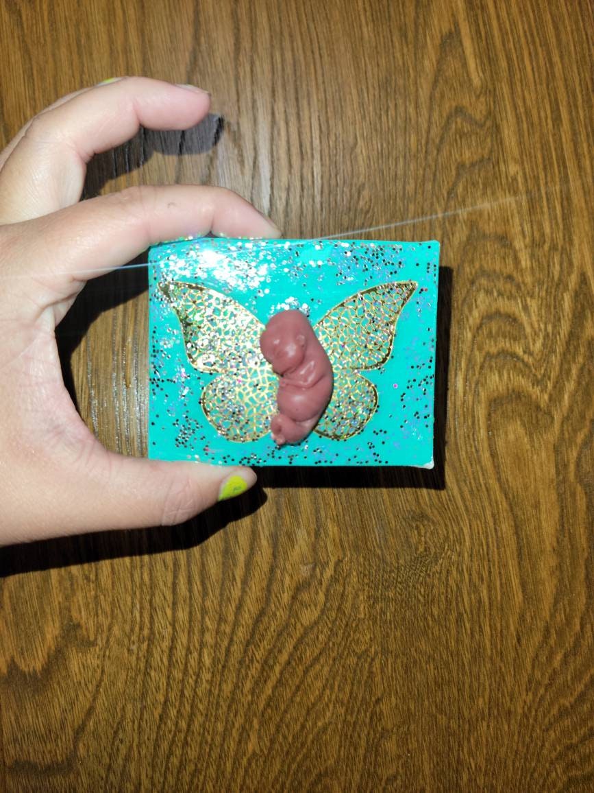 Memorial silicone fetus baby fridge magnet with wings