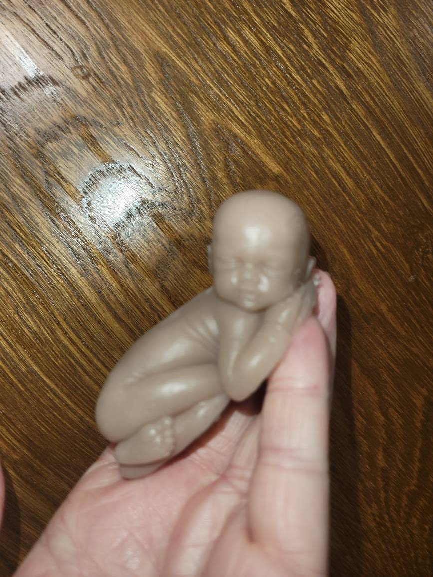 3" silicone sleeping baby curled up you choose skin tone