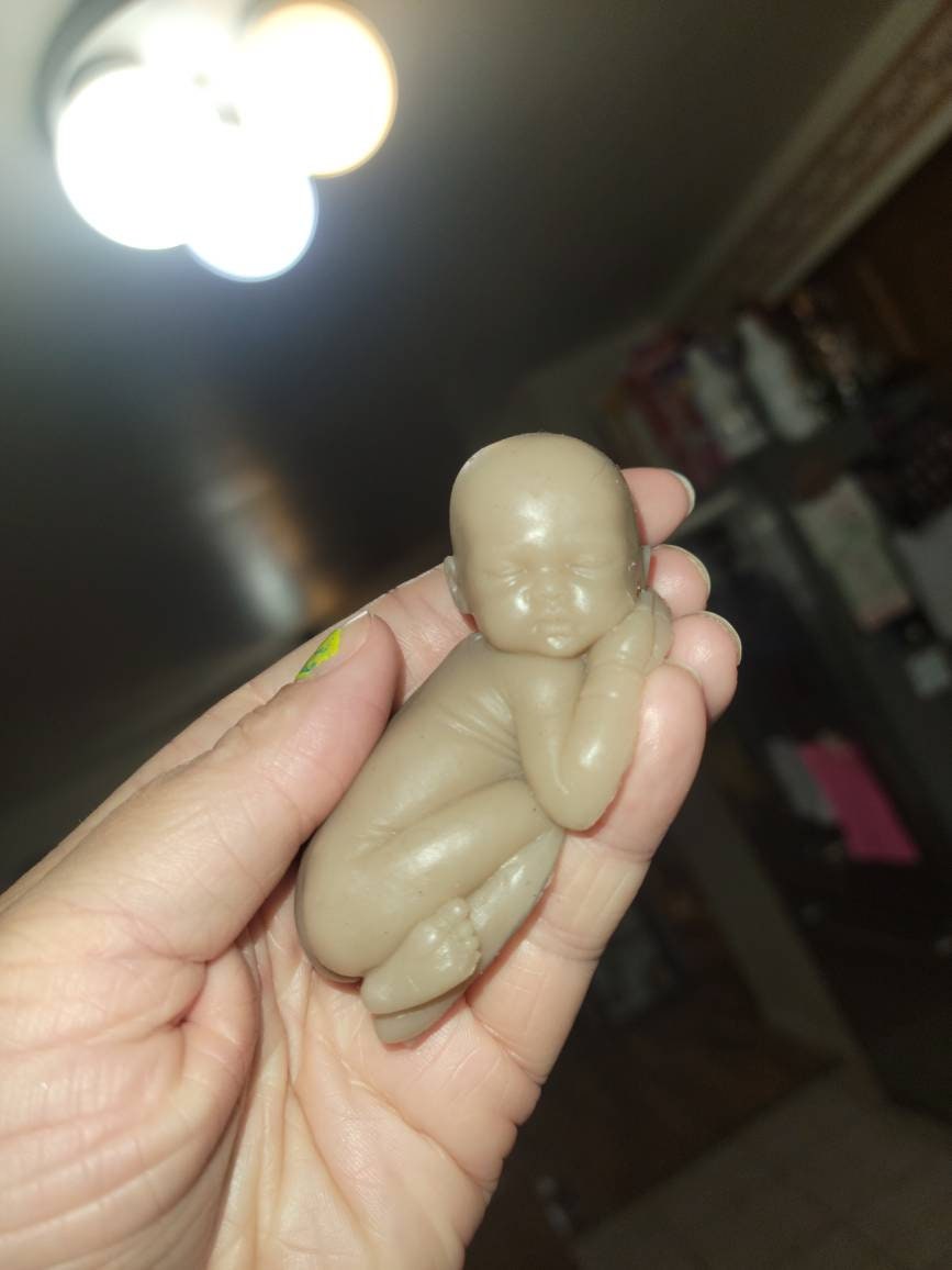 3" silicone sleeping baby curled up you choose skin tone