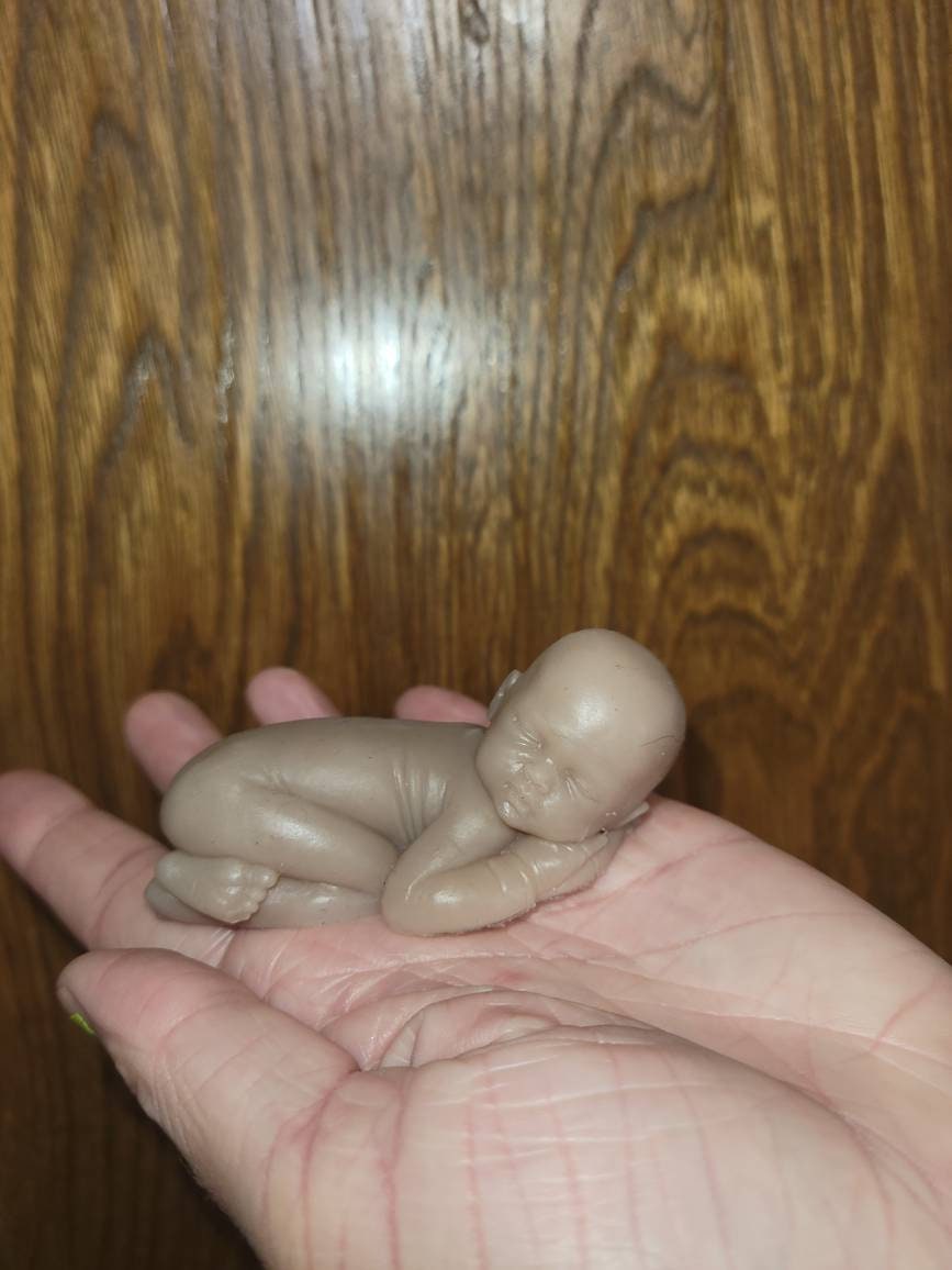 3" silicone sleeping baby curled up you choose skin tone