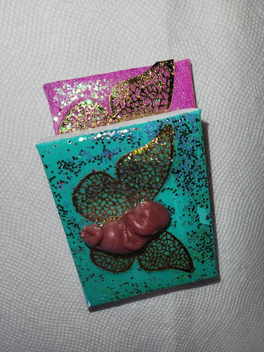 Memorial silicone fetus baby fridge magnet with wings