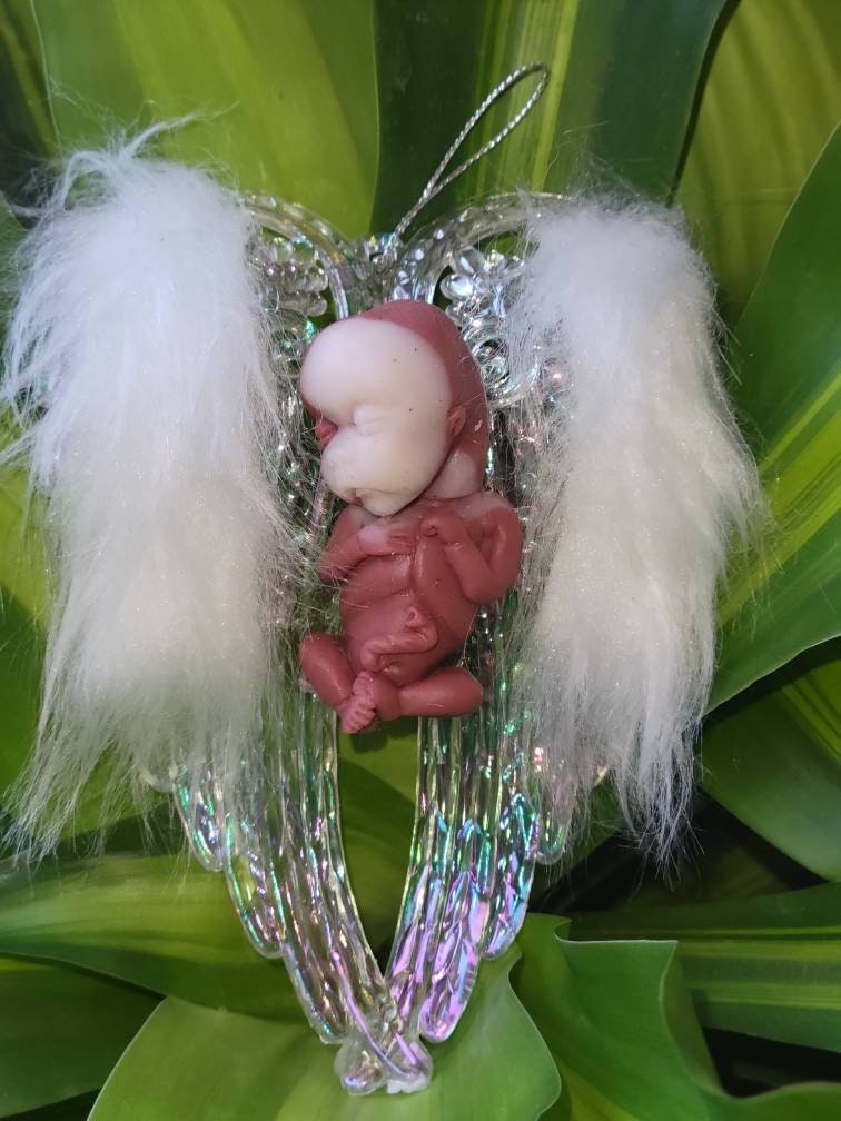 14 week gestational fetus silicone baby with angel wings