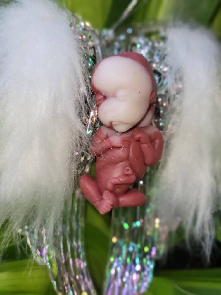 14 week gestational fetus silicone baby with angel wings