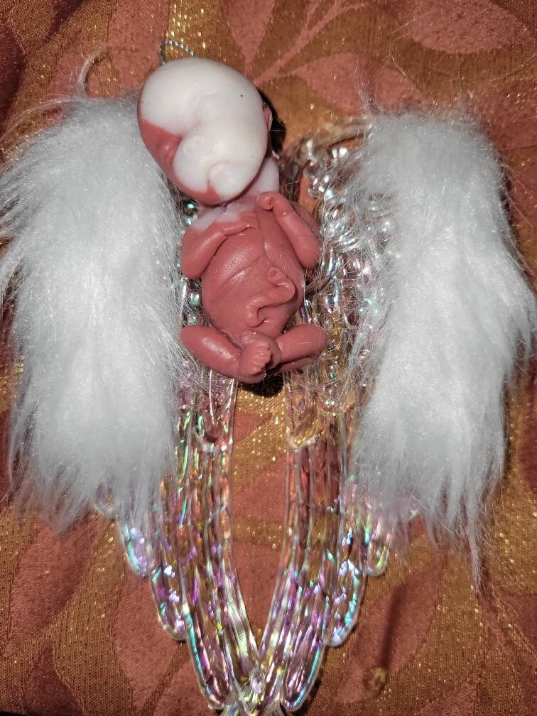 14 week gestational fetus silicone baby with angel wings