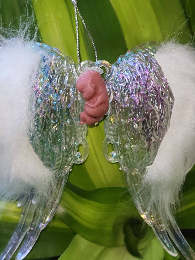 Memorial silicone fetus baby on wings christmas ordement gift