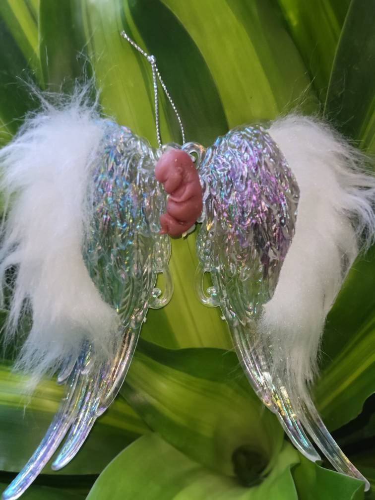 Memorial silicone fetus baby on wings christmas ordement gift