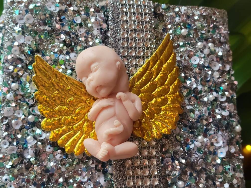 14 week silicone memorial fetus on angel wings