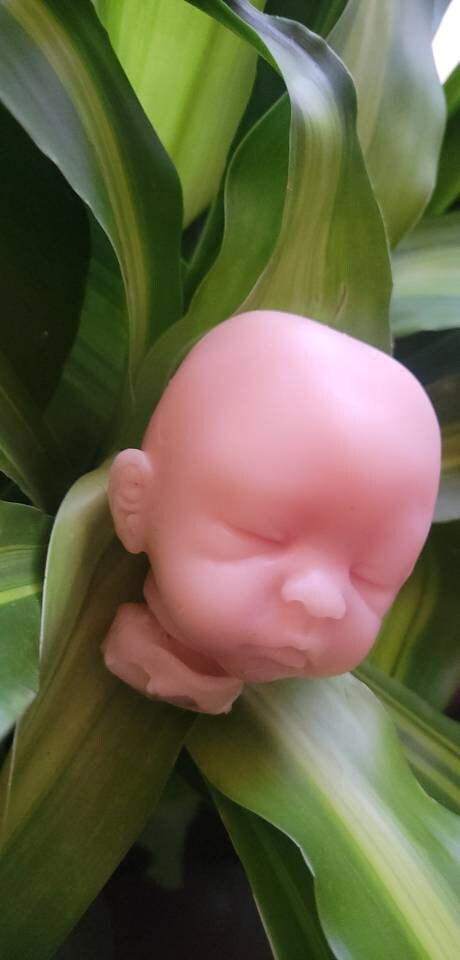 Silicone baby head for aprx 9" cloth body cuddle baby