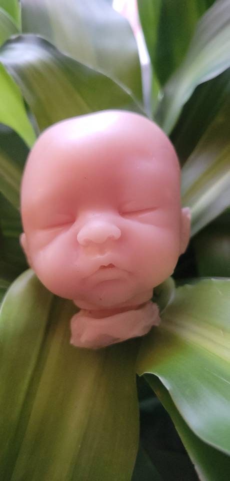 Silicone baby head for aprx 9" cloth body cuddle baby