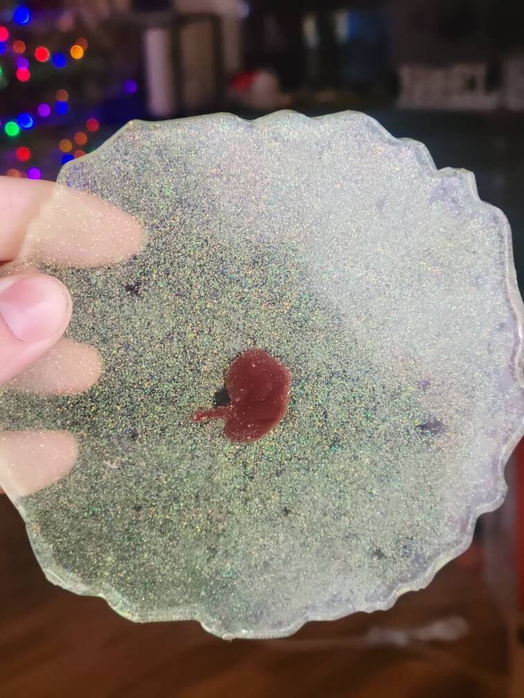 9 week resin fetus in resin glitter