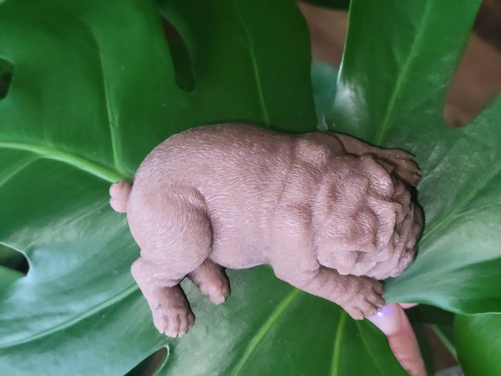 Full body silicone baby puppy dog 4" bulldog