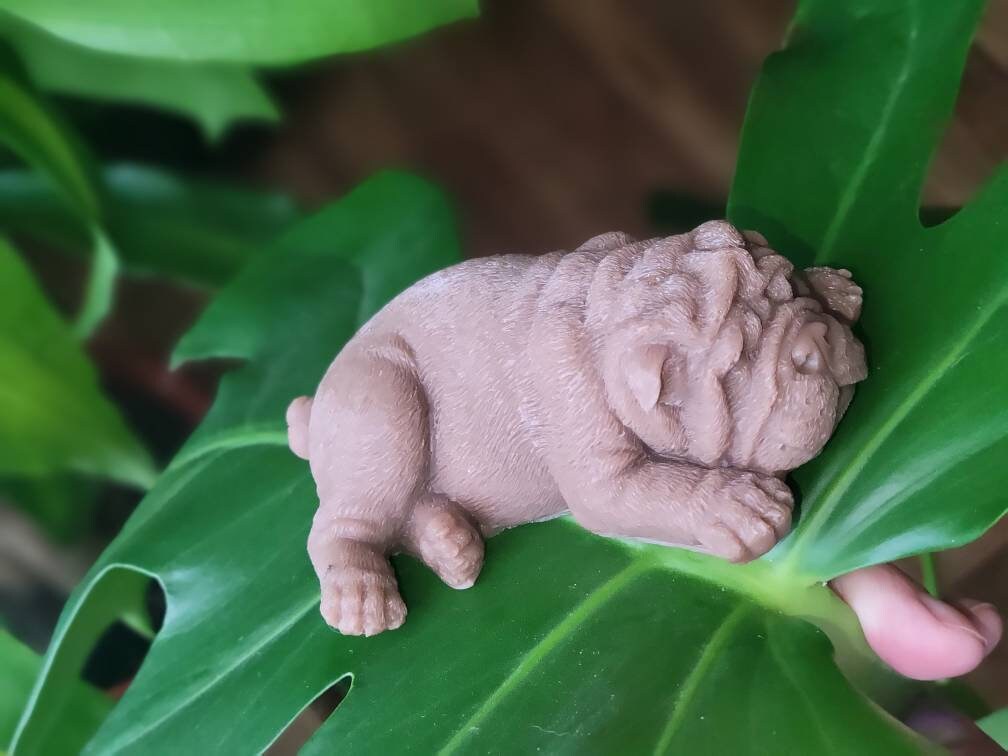 Full body silicone baby puppy dog 4" bulldog