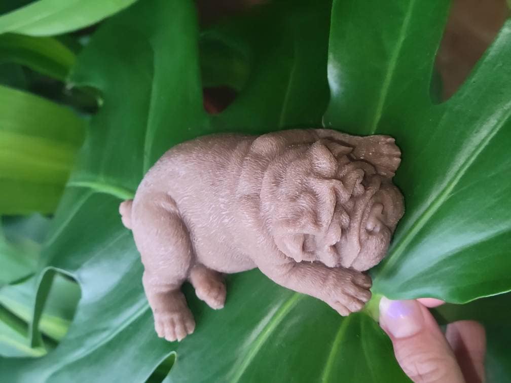 Full body silicone baby puppy dog 4" bulldog