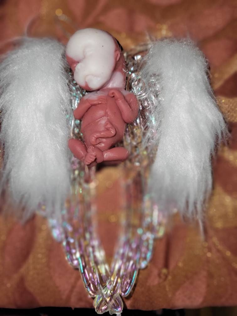 14 week gestational fetus silicone baby with angel wings