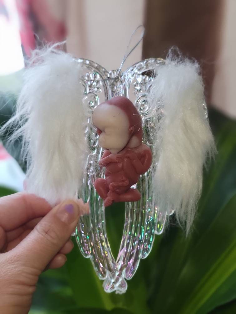 14 week gestational fetus silicone baby with angel wings