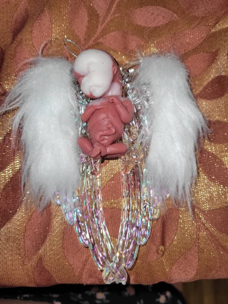 14 week gestational fetus silicone baby with angel wings