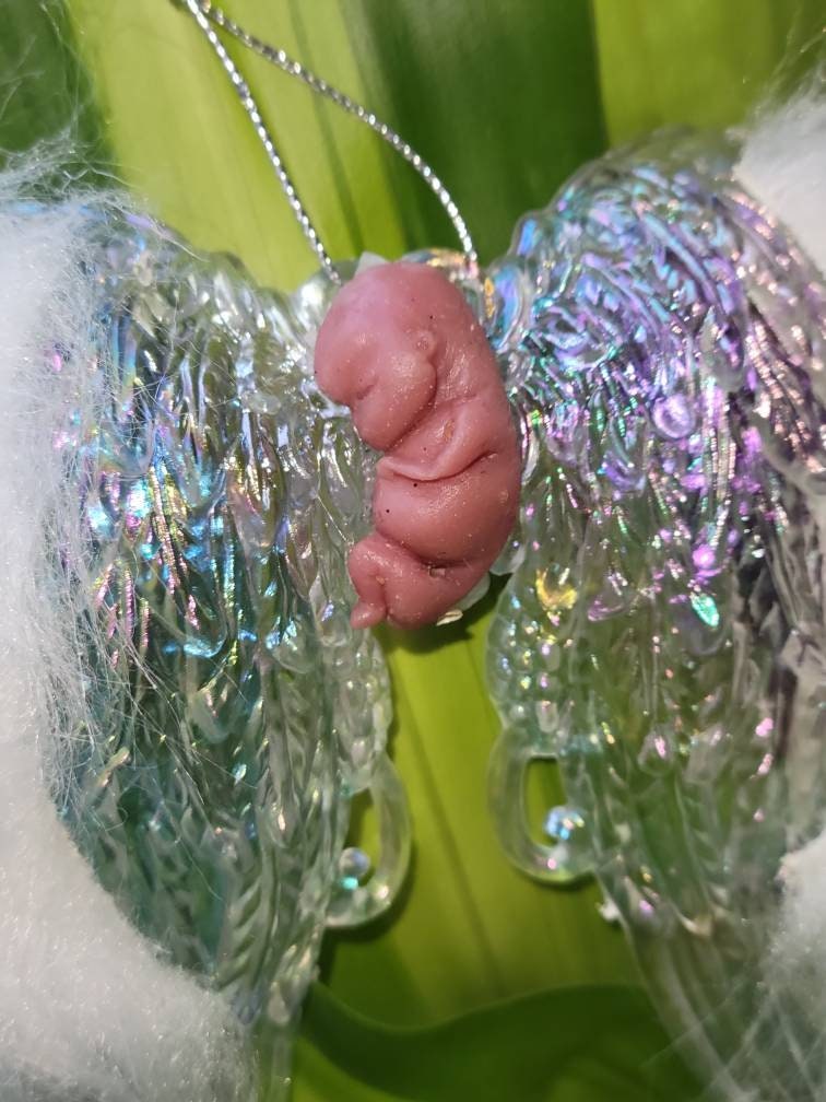 Memorial silicone fetus baby on wings christmas ordement gift