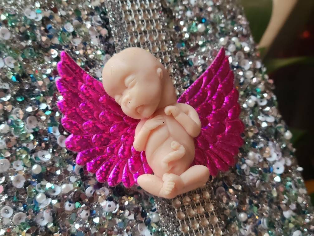 14 week silicone memorial fetus on angel wings