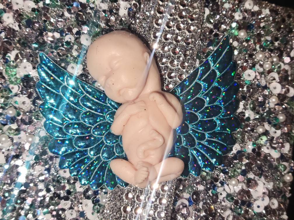 14 week silicone memorial fetus on angel wings