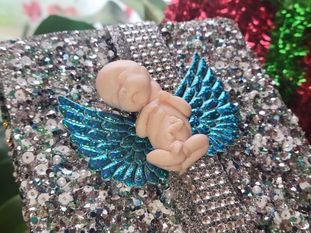 14 week silicone memorial fetus on angel wings