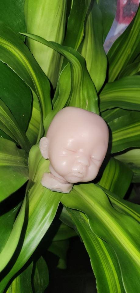 Silicone baby head for aprx 9" cloth body cuddle baby