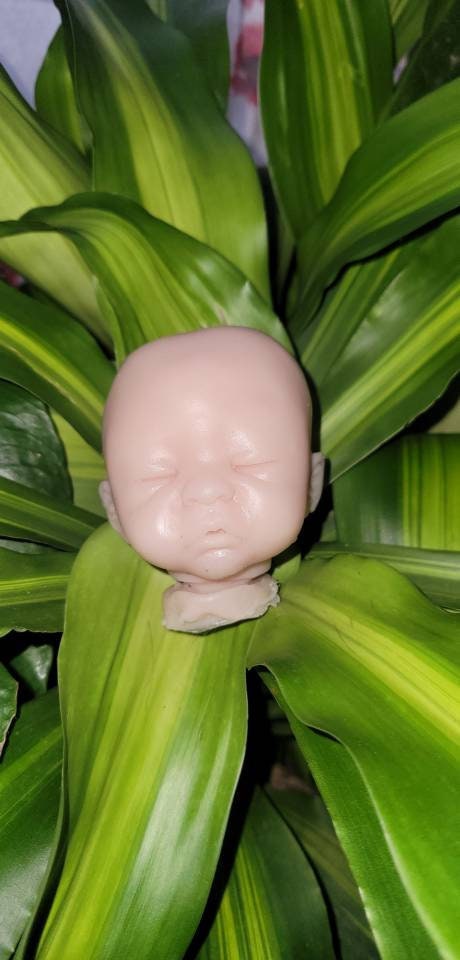 Silicone baby head for aprx 9" cloth body cuddle baby