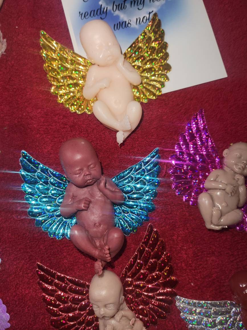 Silicone memorial baby with wings you choose gestational size and color