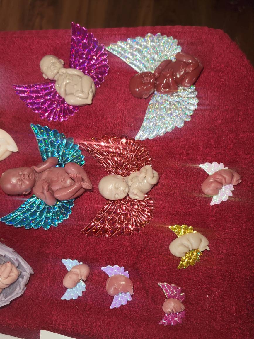 Silicone memorial baby with wings you choose gestational size and color