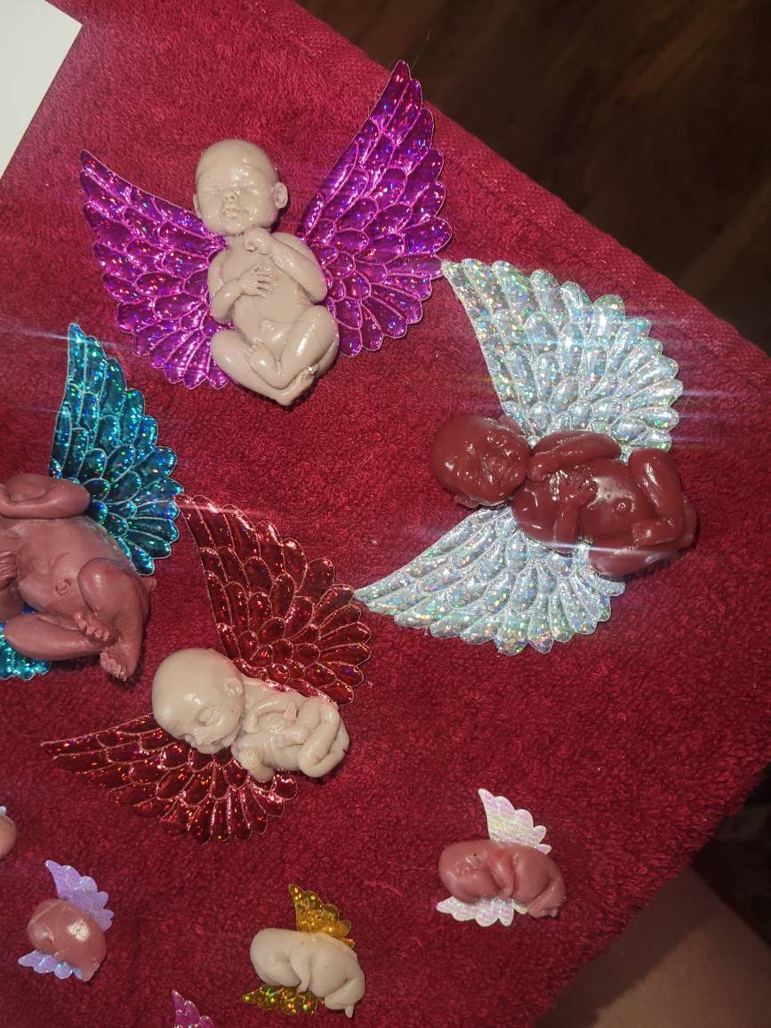Silicone memorial baby with wings you choose gestational size and color